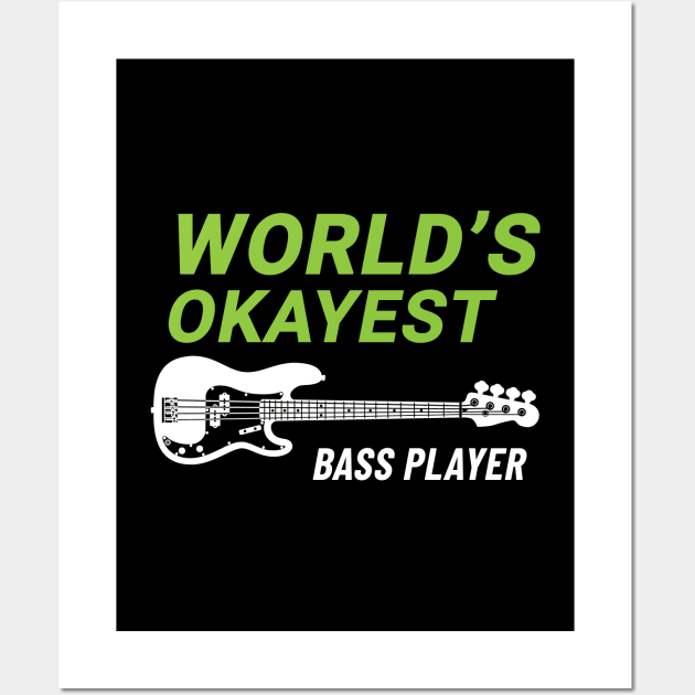 World's Okayest Bass Player P-Style Bass Guitar Dark Theme Wall Art by nightsworthy